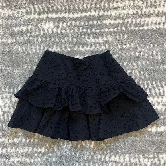 Black eyelet mini ruffle skirt -katieJ NYC. Size XL (14) - Picture 1 of 2